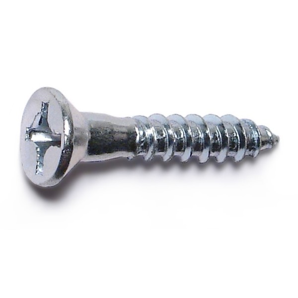 Midwest Fastener Wood Screw, #12, 1-1/4 in, Zinc Plated Steel Flat Head Phillips Drive, 100 PK 02592